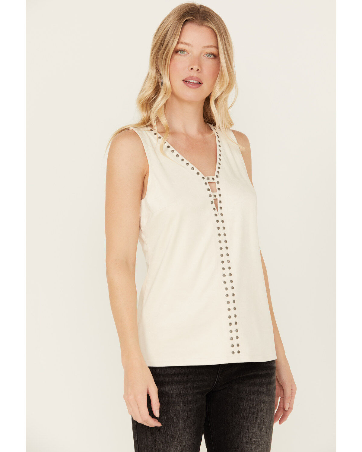 Idyllwind Women's Lilywood Beaded Front Faux Suede Tank Top