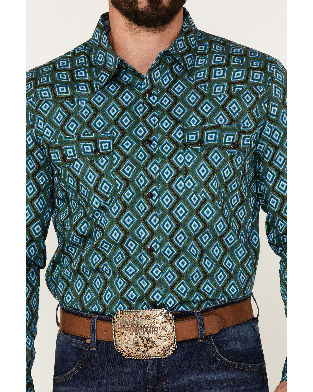 Cody James Men's Tavern Geo Print Long Sleeve Snap Western Shirt