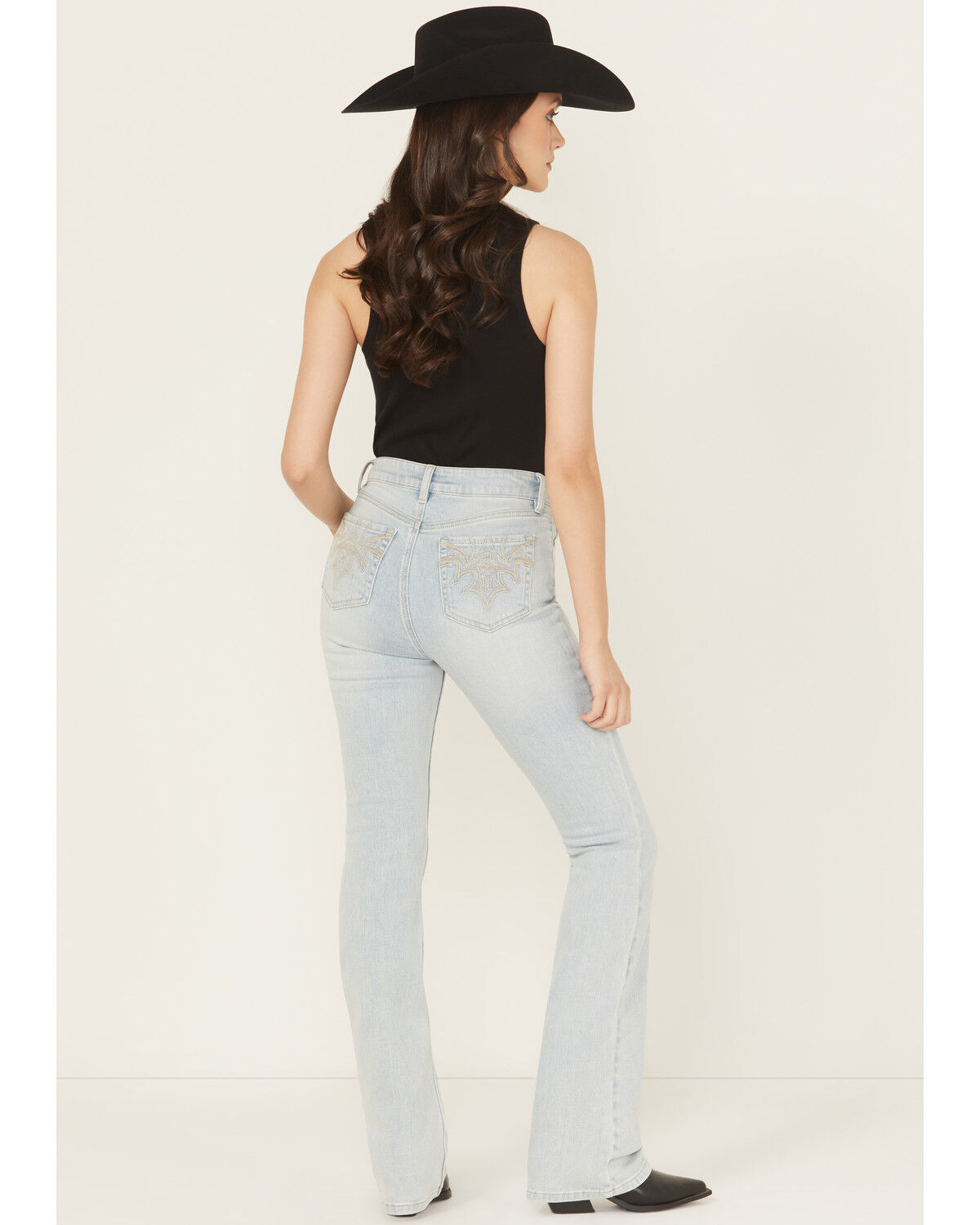 Shyanne Women's Celeste Light Wash High Rise Bootcut Comfort Stretch Denim Jeans