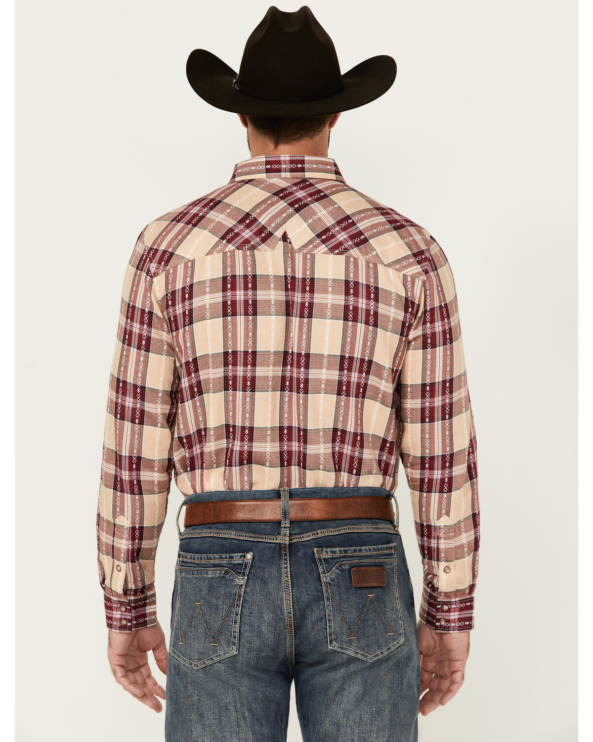 Moonshine Spirit Men's Memory Plaid Print Long Sleeve Snap Western Shirt