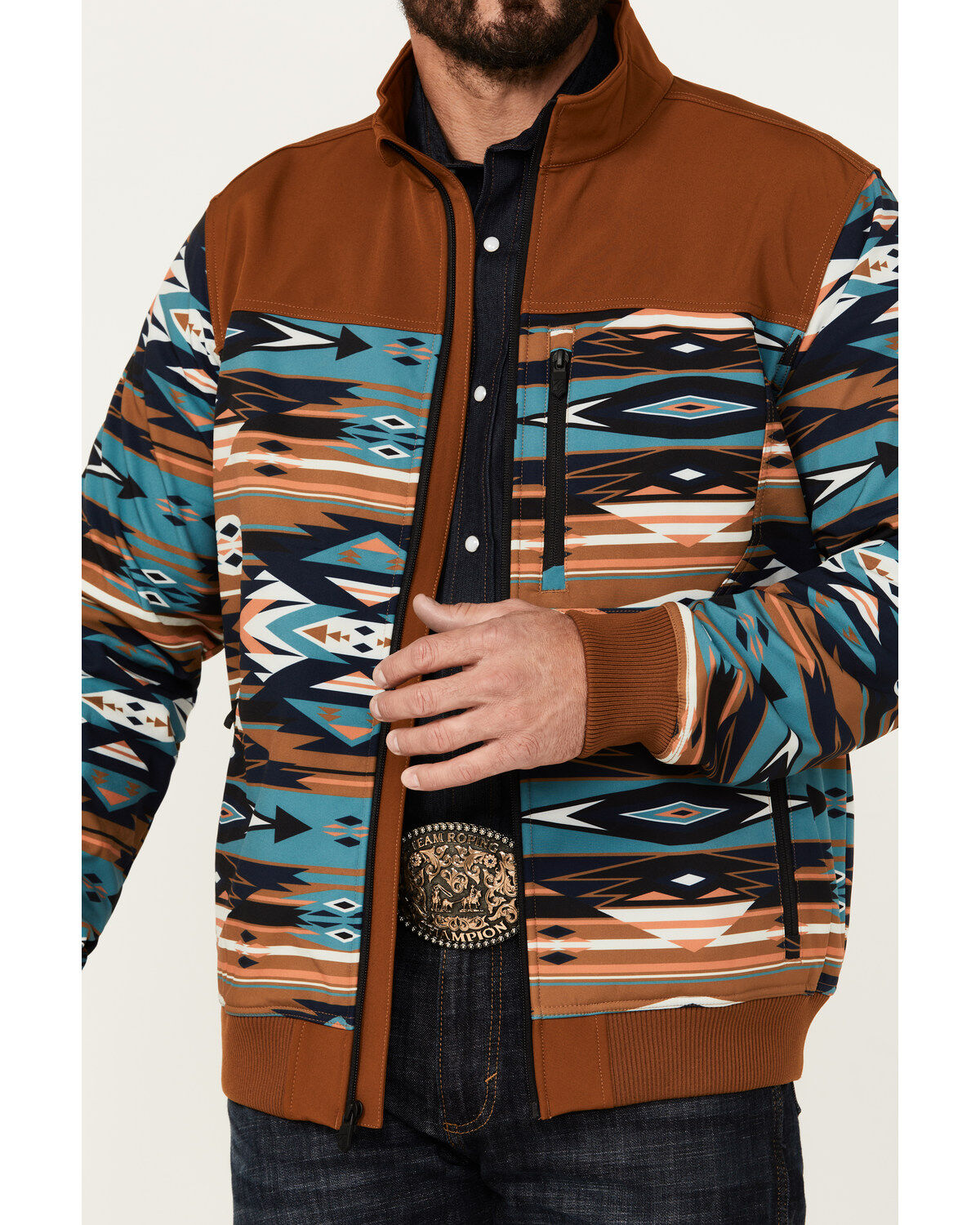 RANK 45® Men's Southwestern Print Bomber Softshell Jacket