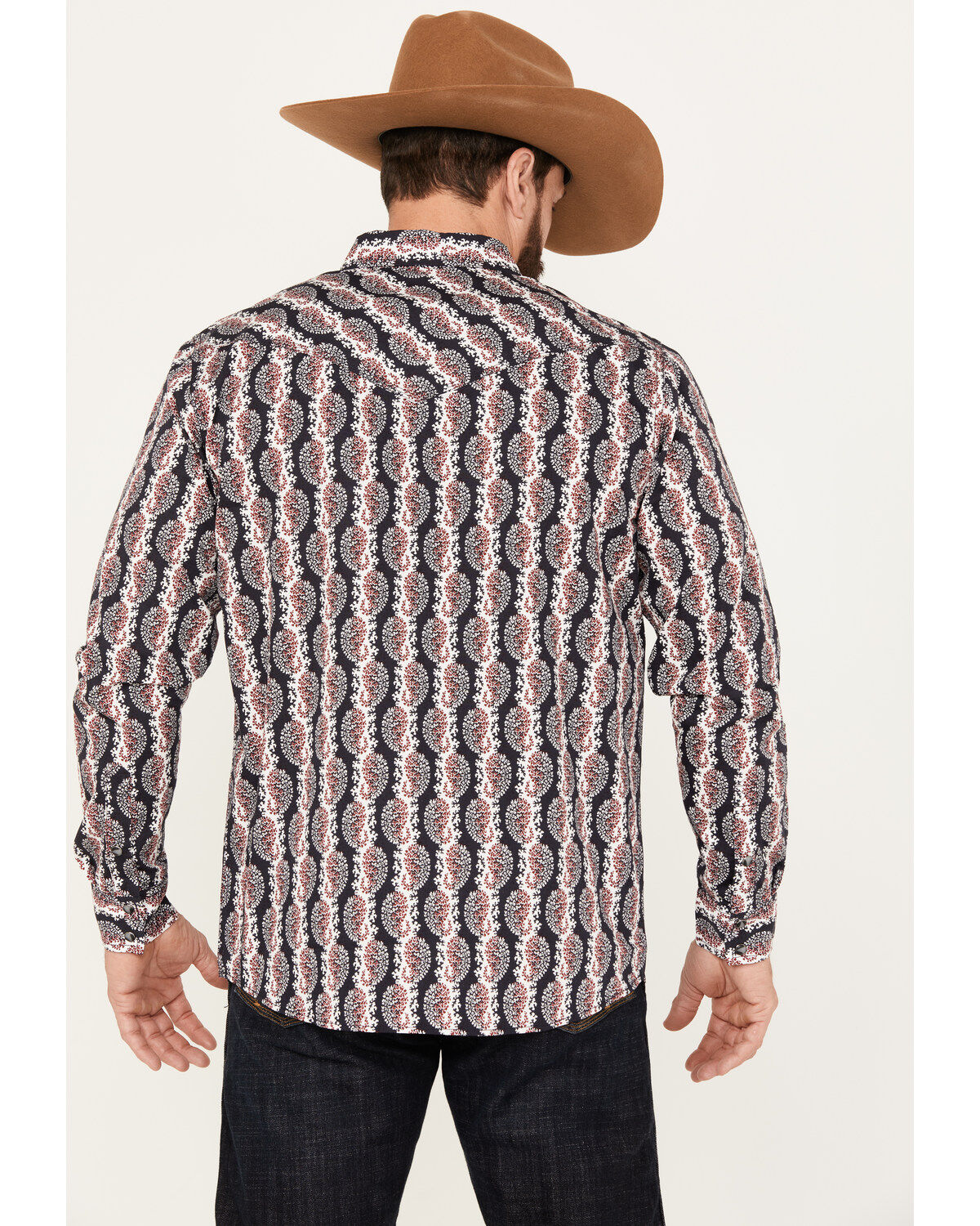 Moonshine Spirit Men's Paisley Print Long Sleeve Western Snap Shirt