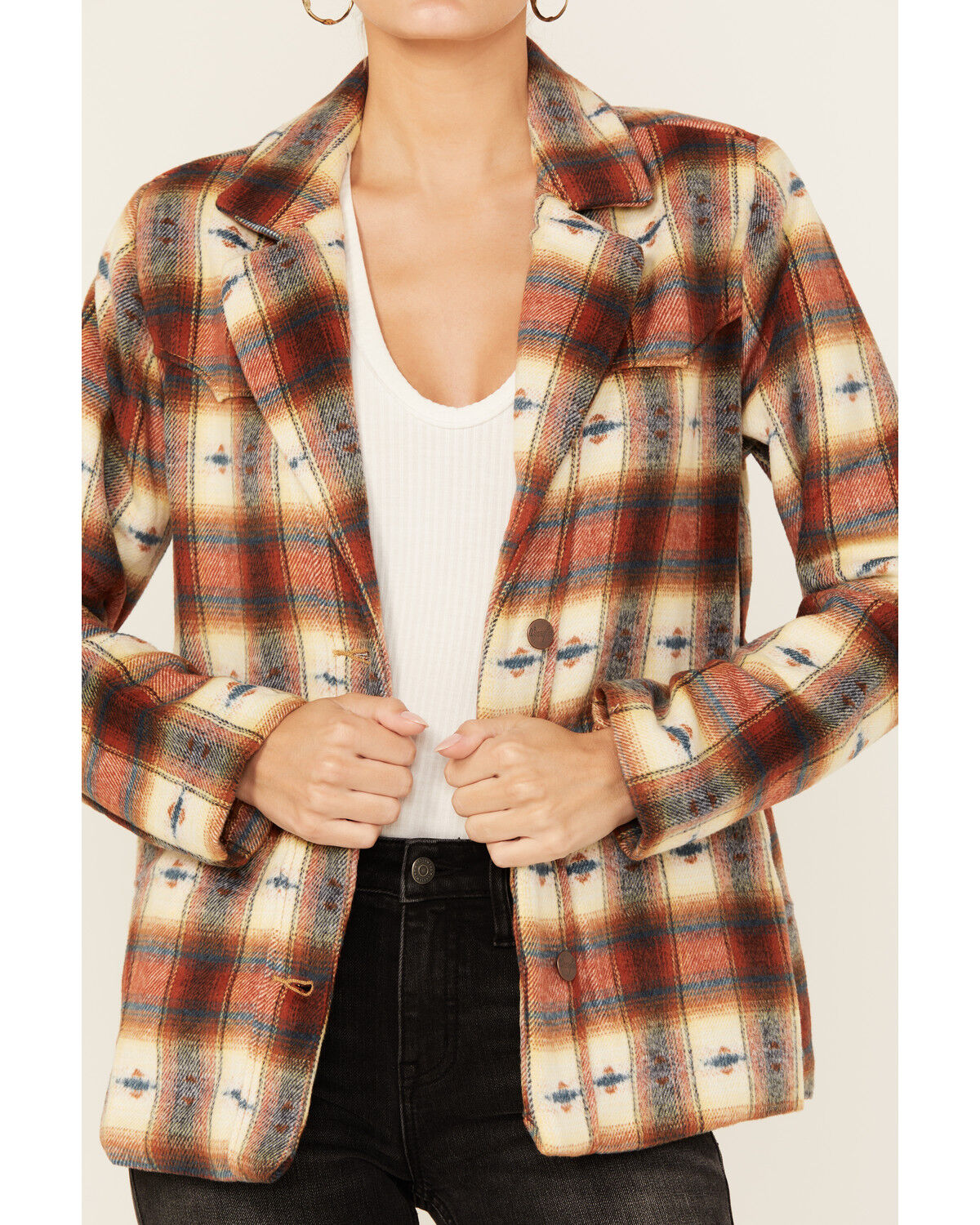 Wrangler Women's Plaid Print Blazer