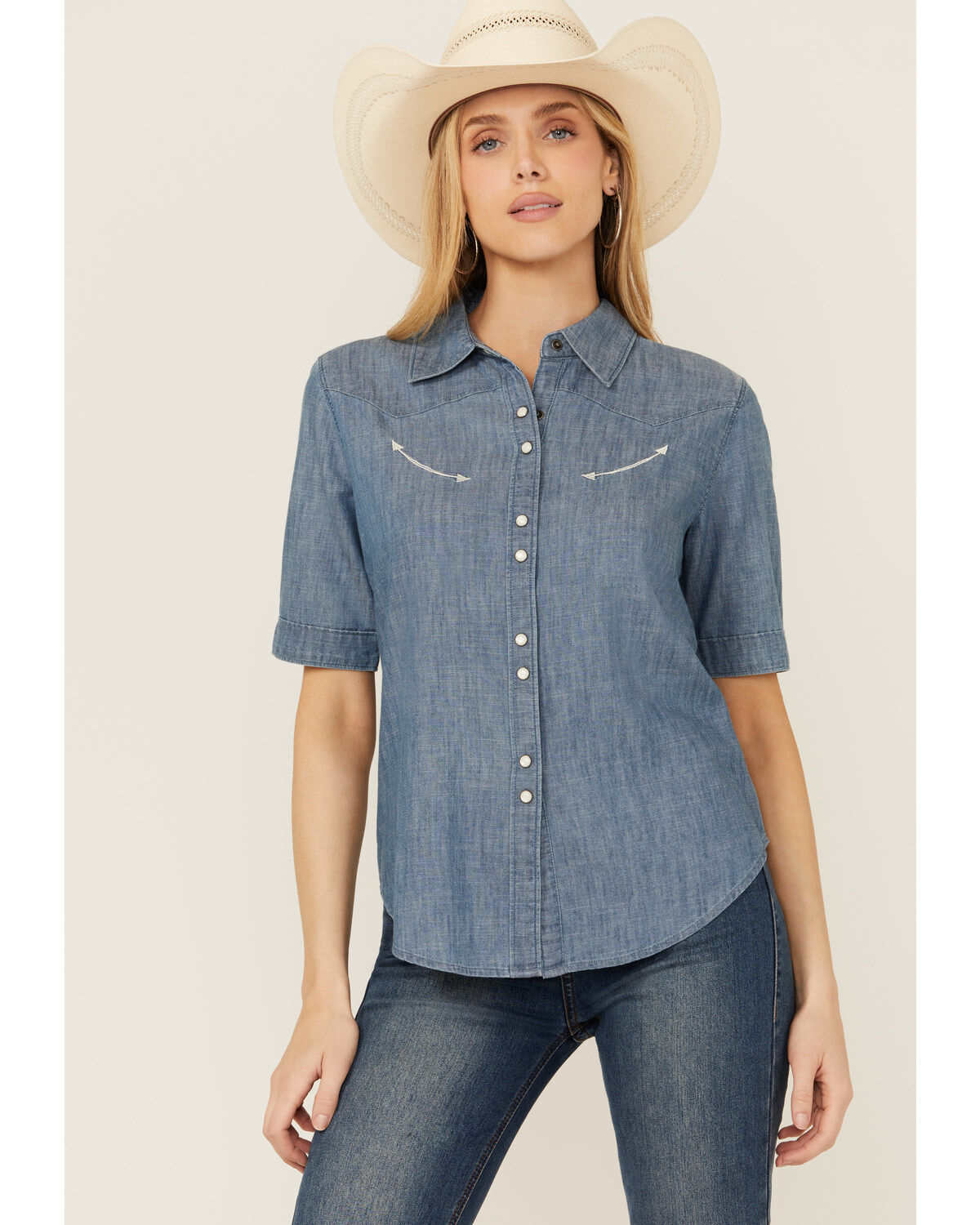 Cruel Girl Women's Short Sleeve Snap Western Shirt