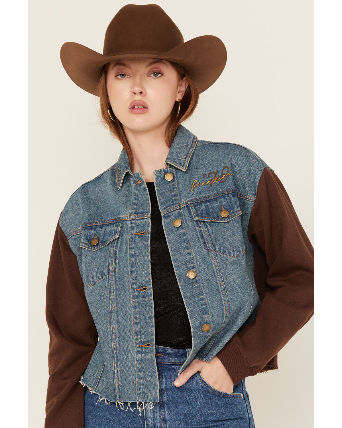 Cleo + Wolf Women's Mixed Material Graphic Jacket