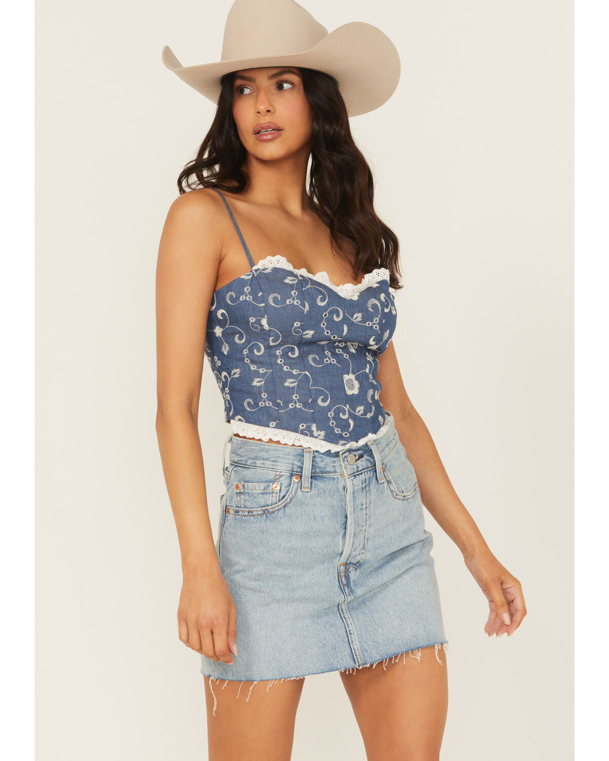 Shyanne Women's Embroidered Denim Corset
