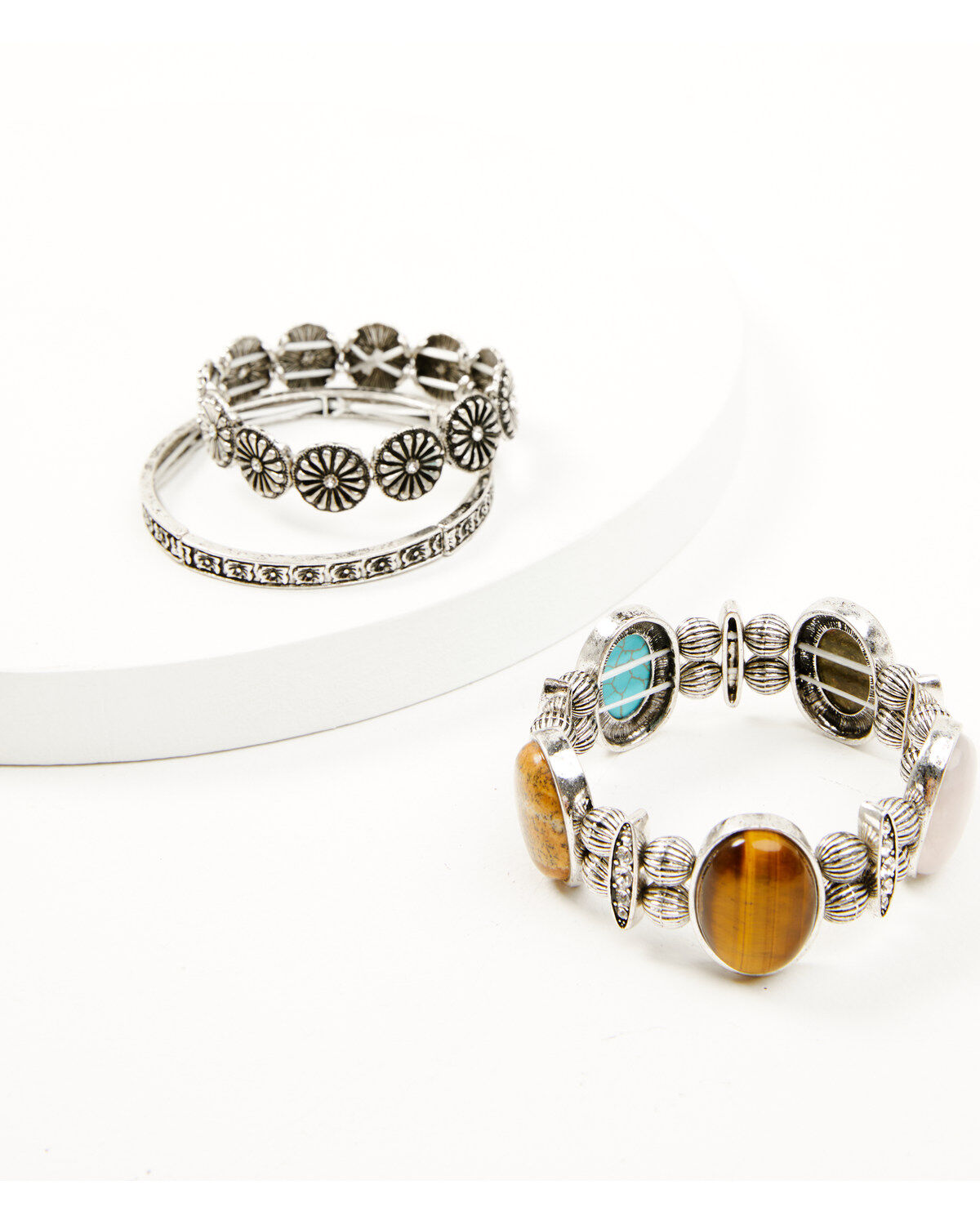 Shyanne Women's Bisbee Falls Mixed Stone 3-Piece Stretch Bracelet Set