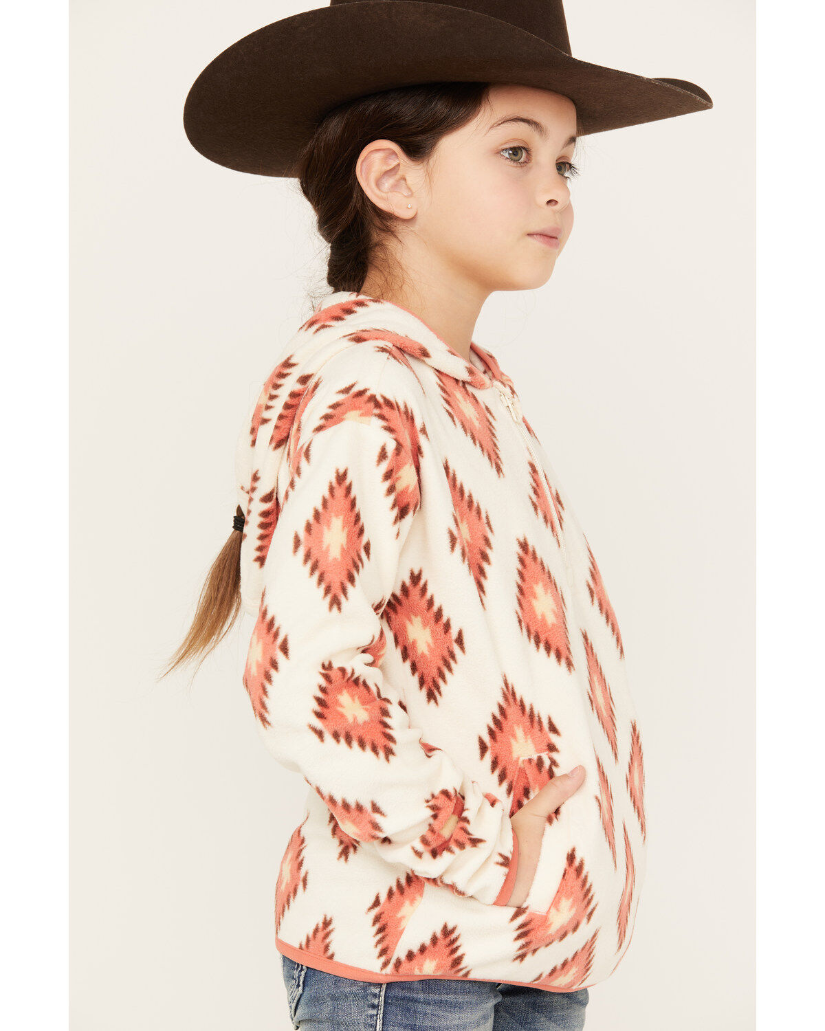 Shyanne Girls' Southwestern Printed Polar Fleece Hooded Pullover