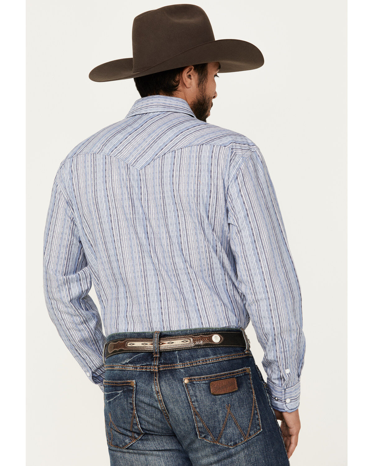 Rough Stock by Panhandle Men's Striped Long Sleeve Pearl Snap Stretch Western Shirt