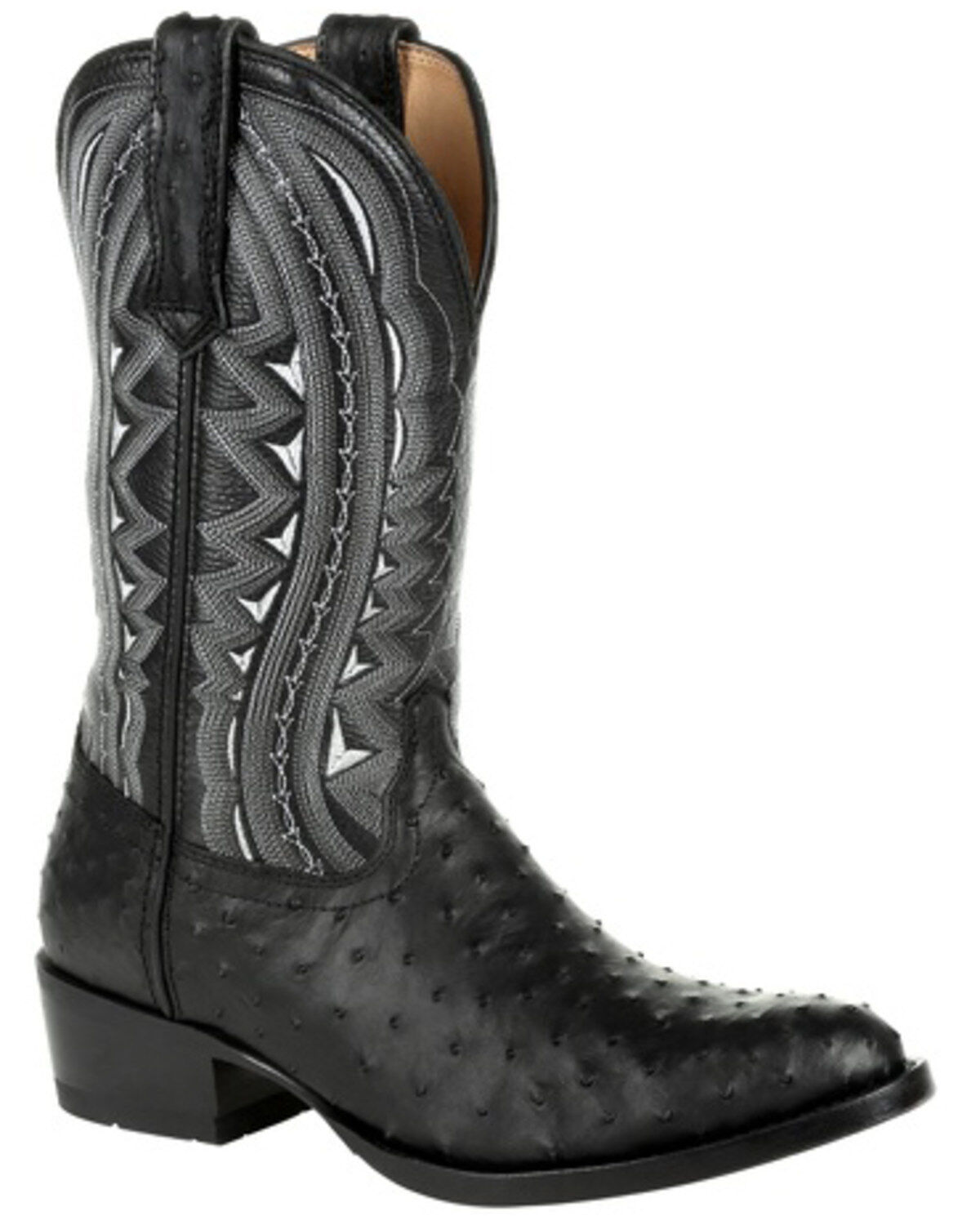 Durango Men's Black Full-Quill Ostrich Western Boots - Round Toe