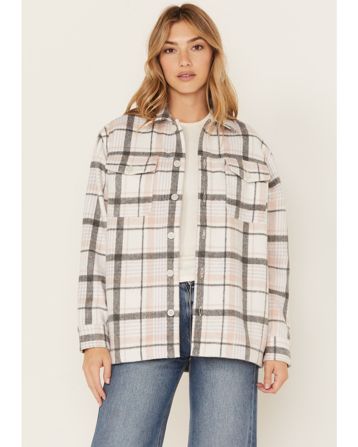 Cleo + Wolf Women's Plaid Print Shacket