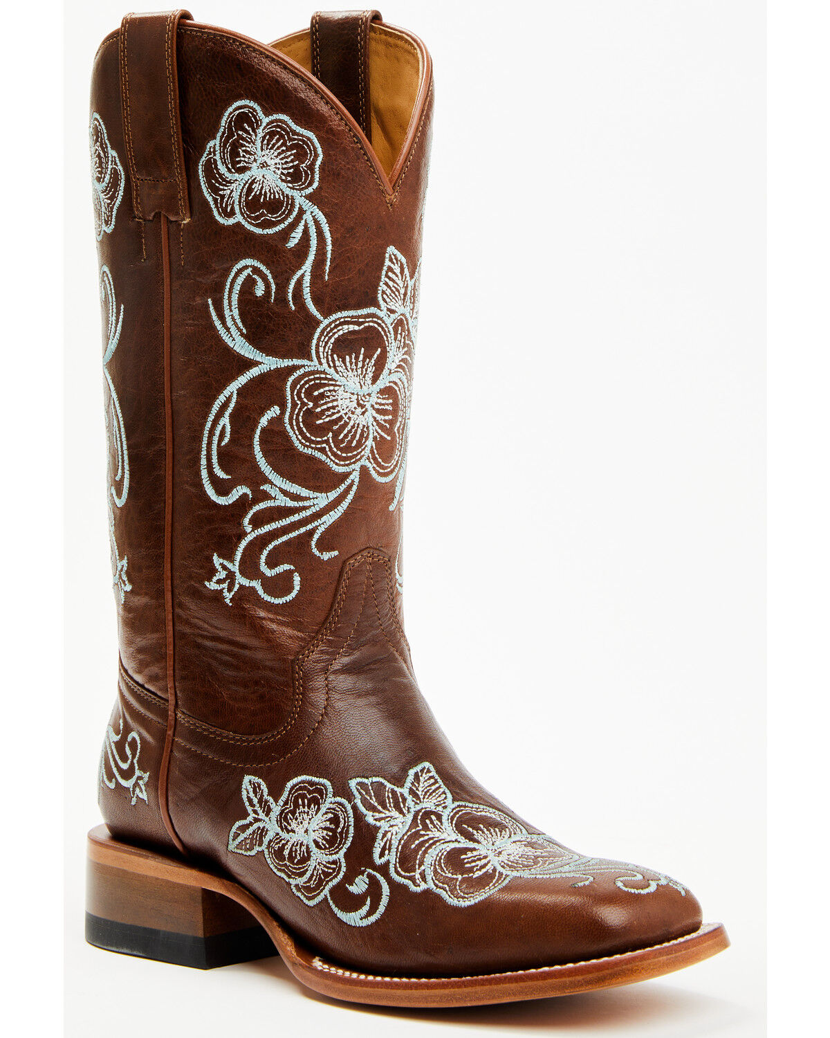 Shyanne Women's Lasy Floral Embroidered Western Boots - Broad Square Toe