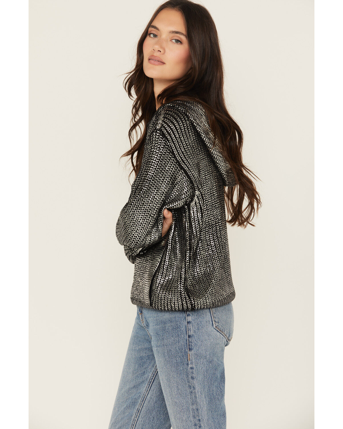 Revel Women's Metallic Sparkle Hoodie