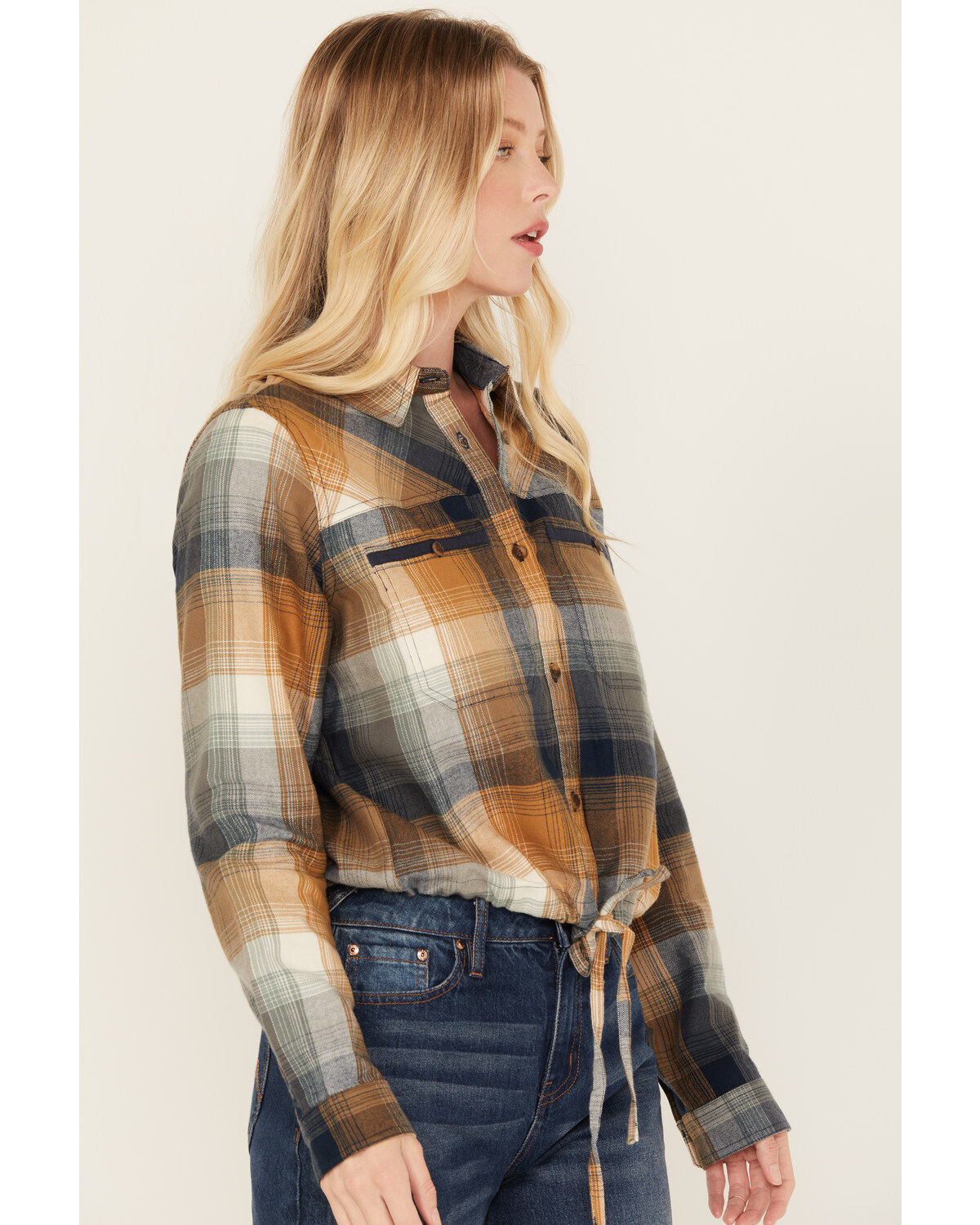 Cleo + Wolf Women's Plaid Print Long Sleeve Flannel Shirt