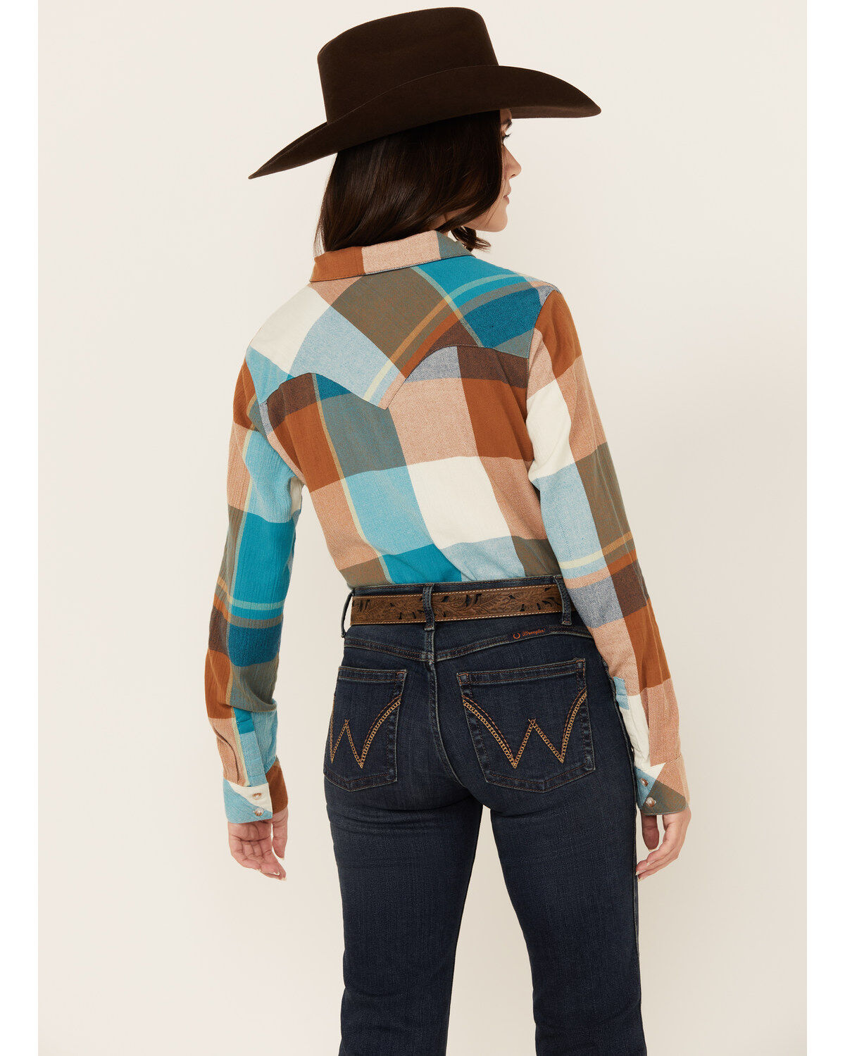 Shyanne Women's Plaid Print Long Sleeve Button-Down Western Shirt