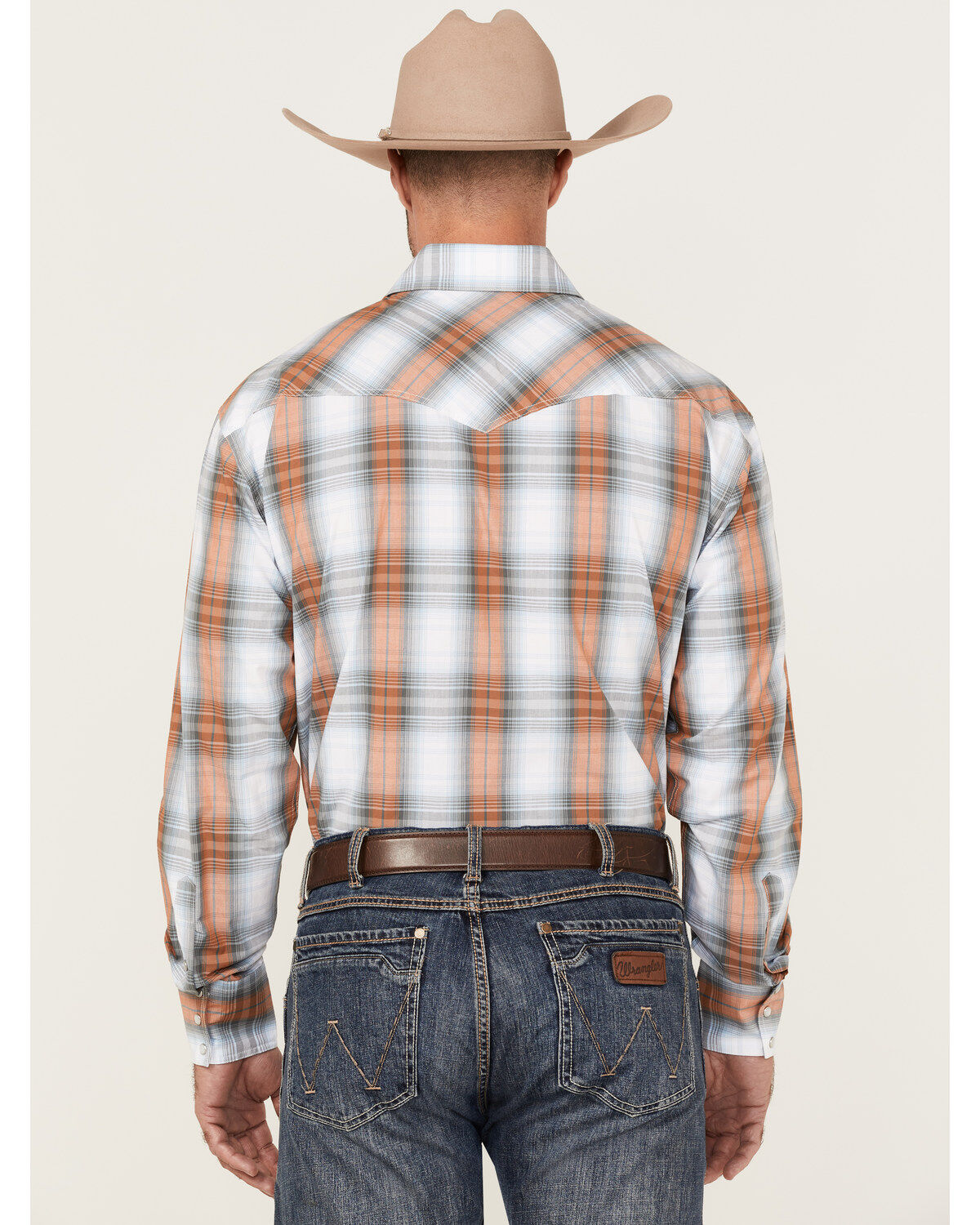 Roper Men's Setting Sun Large Ombre Plaid Long Sleeve Pearl Snap Western Shirt