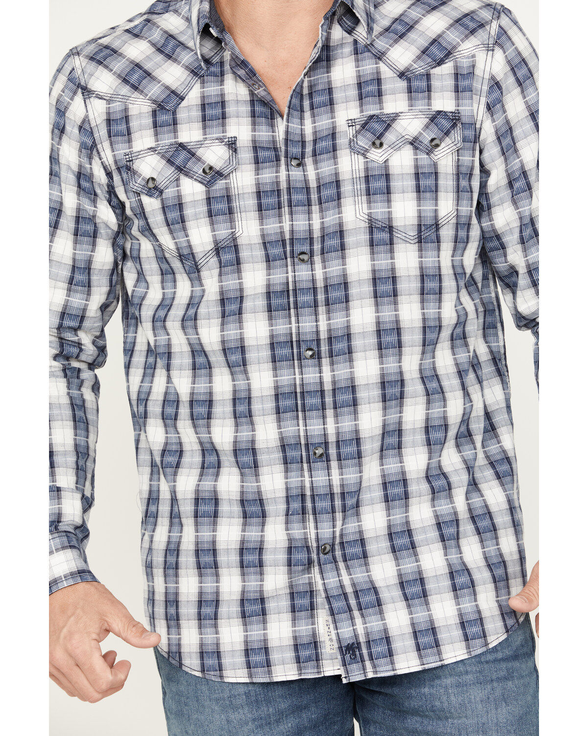 Moonshine Spirit Men's Rattler Plaid Print Long Sleeve Western Snap Shirt