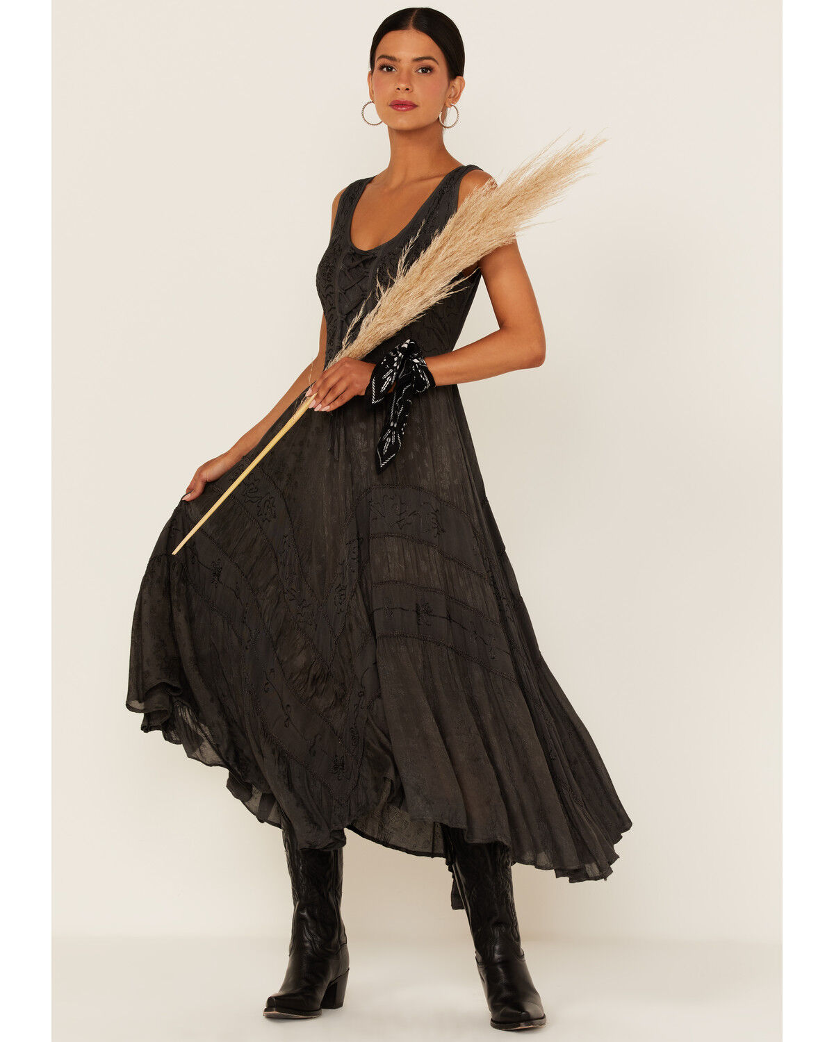 Scully Women's Lace-Up Jacquard Maxi Dress