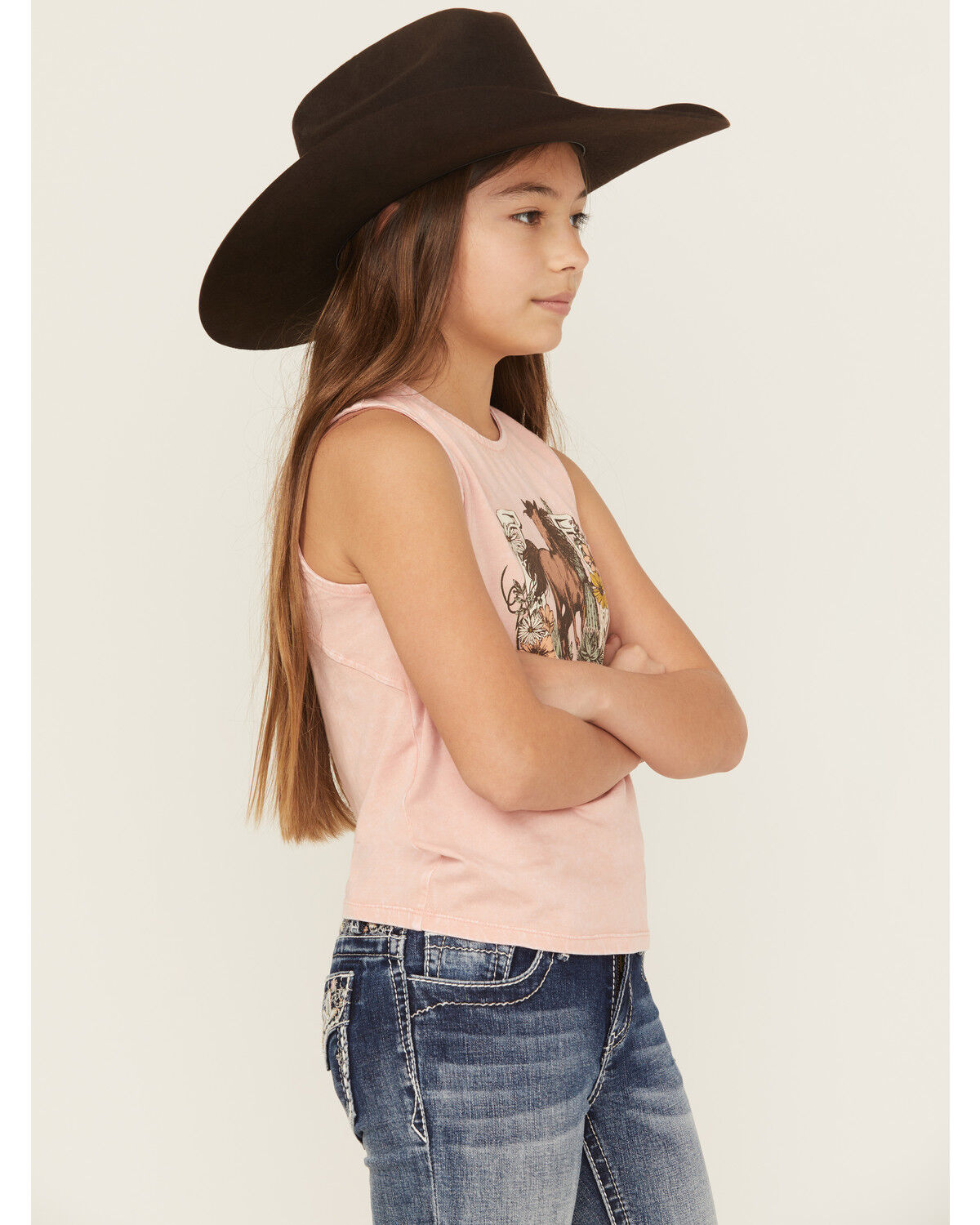 Shyanne Girls' Horseshoe Graphic Bow Tank Top