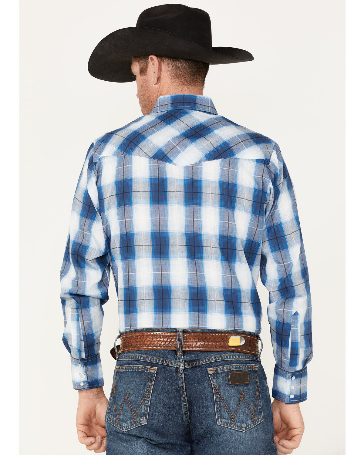 Ely Walker Men's Plaid Print Long Sleeve Pearl Snap Western Shirt