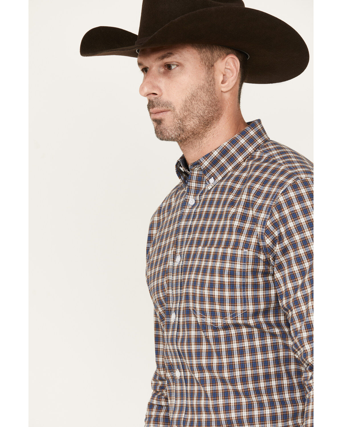 Cody James Men's Wes Plaid Print Long Sleeve Button-Down Stretch Western Shirt