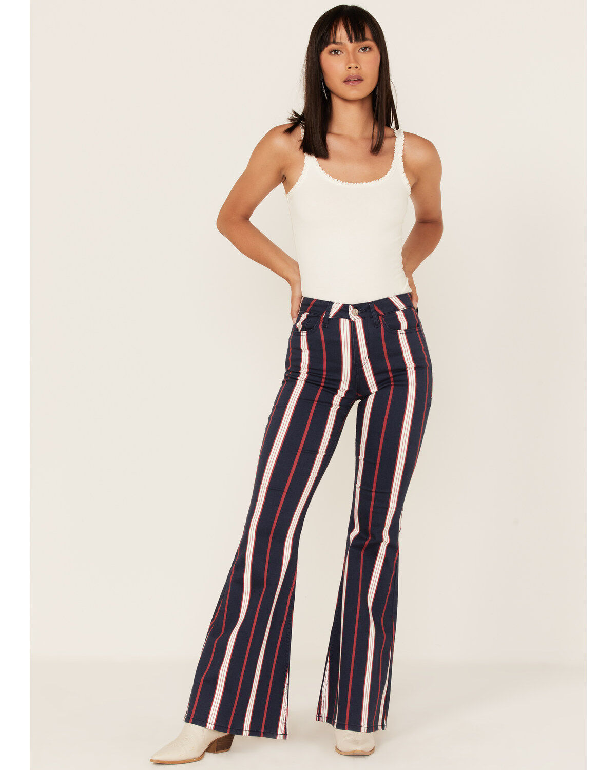 Shyanne Women's High Rise Stripe Super Flare Jeans