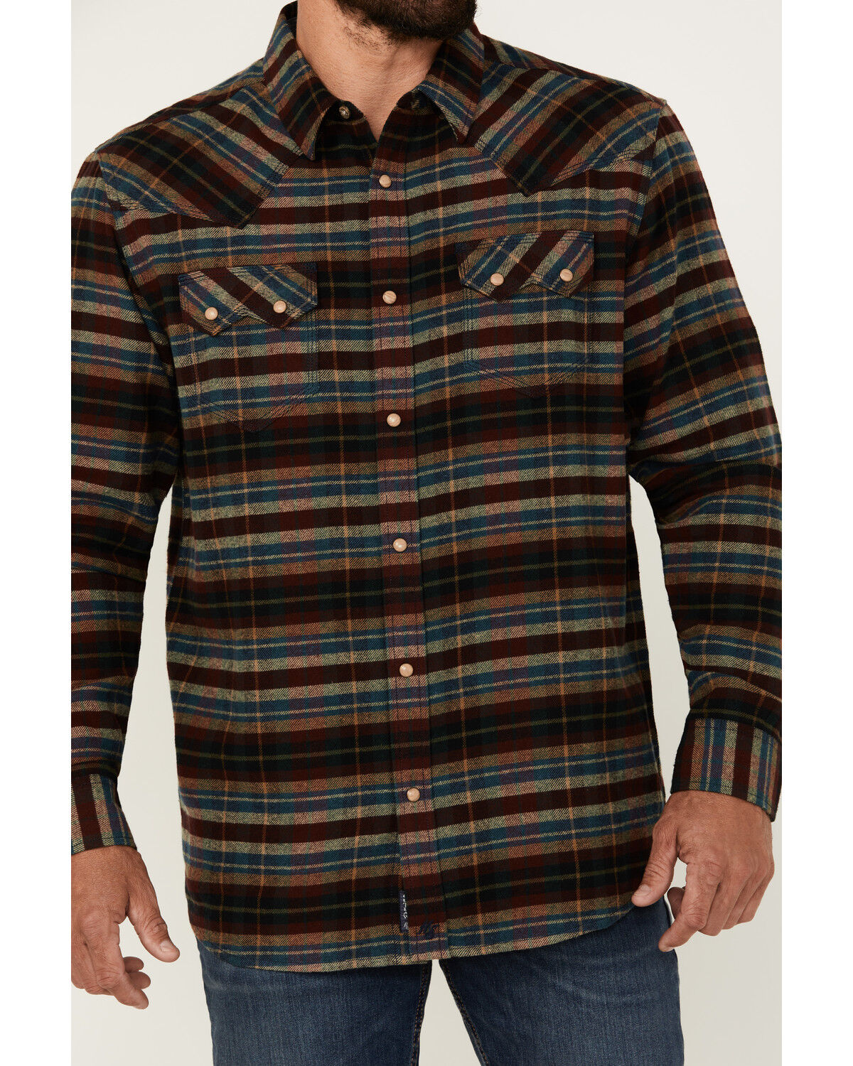 Moonshine Spirit Men's Underground Striped Print Long Sleeve Snap Western Shirt