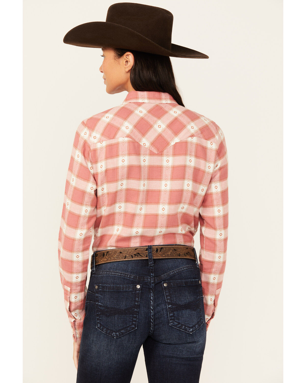 Shyanne Women's Dogwood Dobby Plaid Print Long Sleeve Snap Flannel Shirt