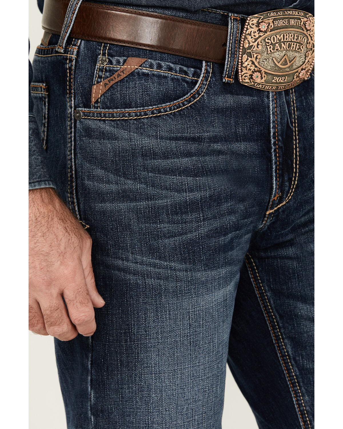 Ariat Men's M2 Bradford Cleveland Dark Wash Relaxed Bootcut Rigid Jeans - Big