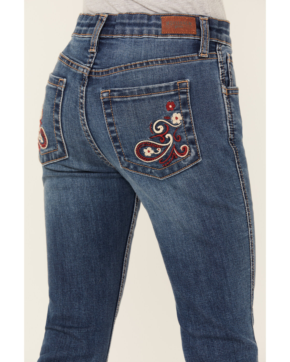 Shyanne Girls' Maren Medium Wash Embroidered Pocket Bootcut Comfort Stretch Denim Jeans