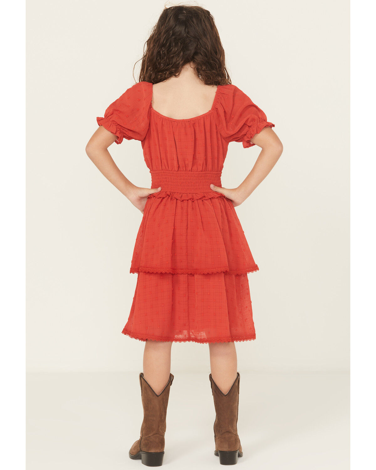 Ash & Violet Girls' Chiffon Dot Short Sleeve Mini Dress