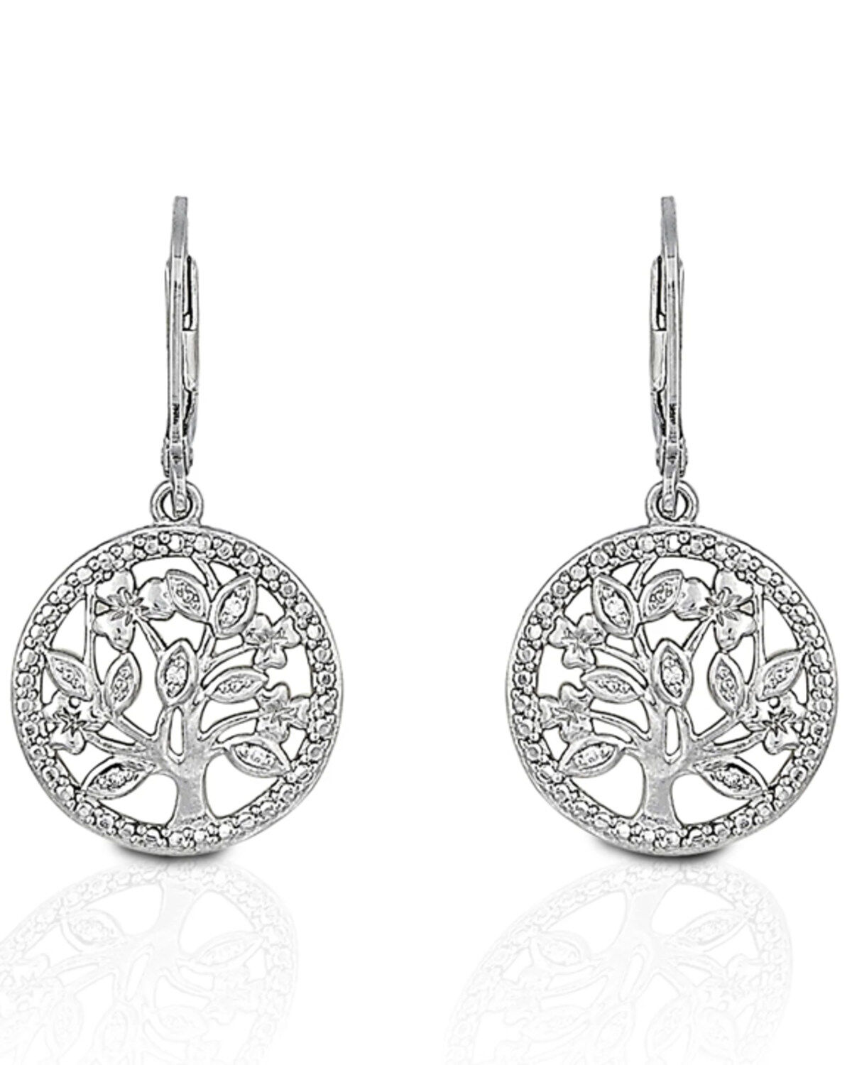 Kelly Herd Women's Silver Circle Tree of Nature Earrings