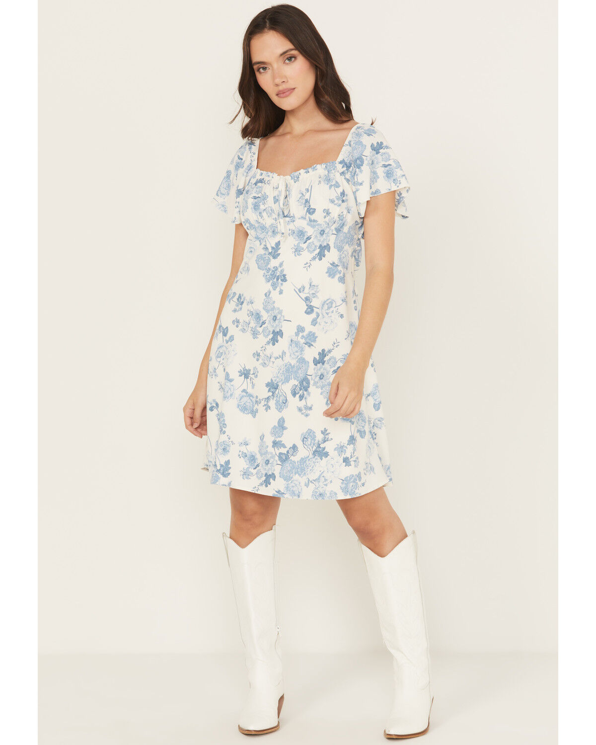 Shyanne Women's Floral Print Tie Front Mini Dress