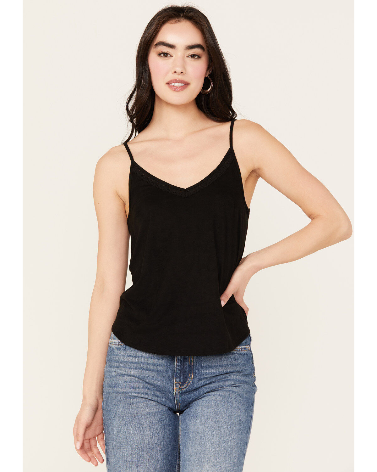 Shyanne Women's Crochet Lace Faux Suede Cami Top