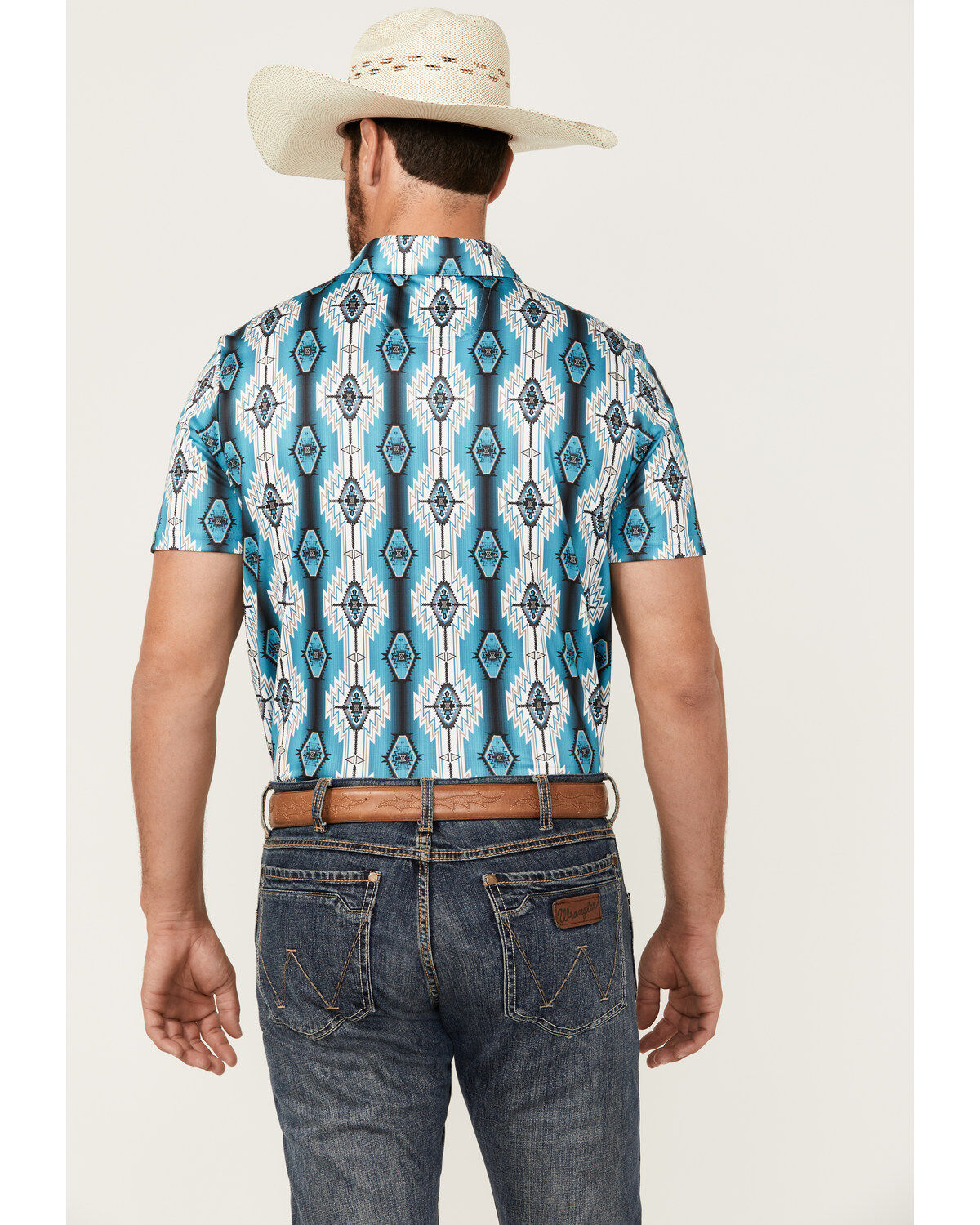 Rock & Roll Denim Men's Southwestern Print Short Sleeve Polo Shirt