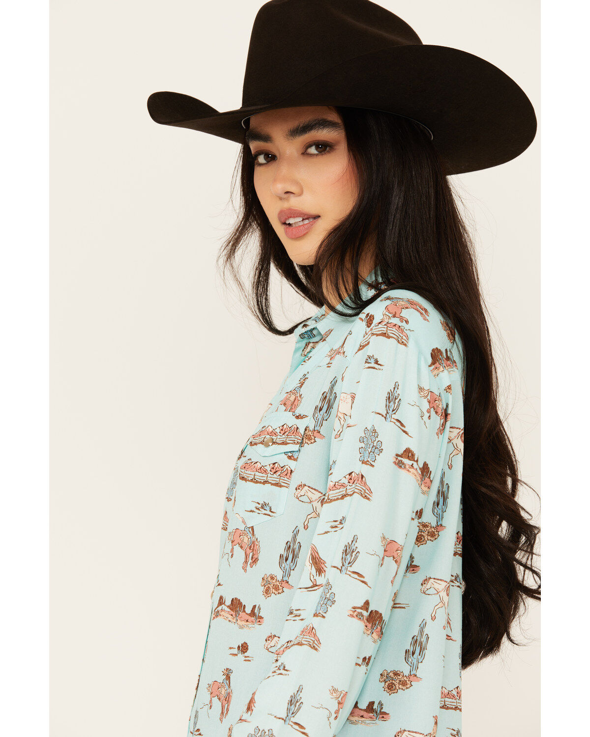 Roper Women's Desert Printed Long Sleeve Pearl Snap Western Shirt