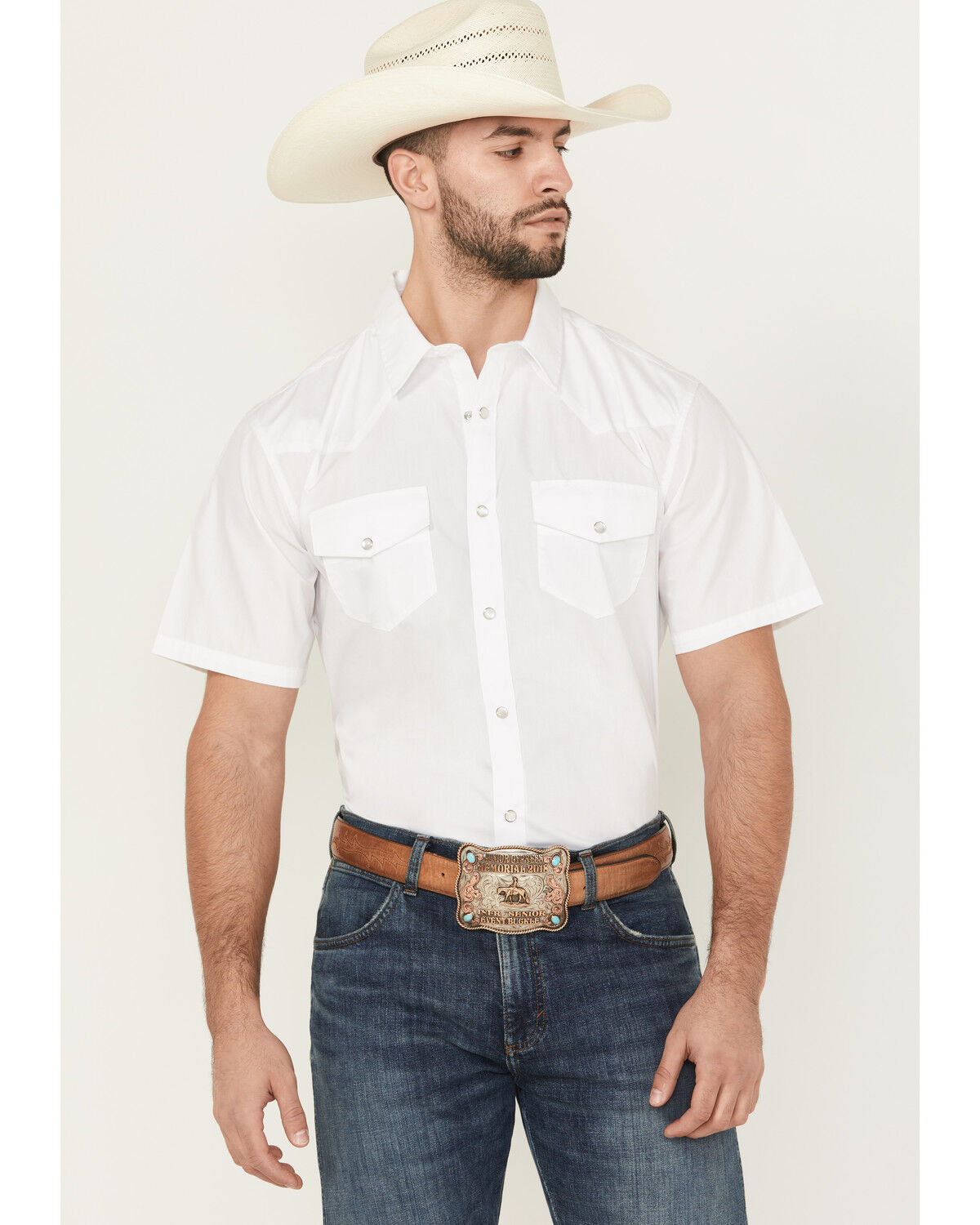 Gibson Men's Solid Short Sleeve Pearl Snap Western Shirt