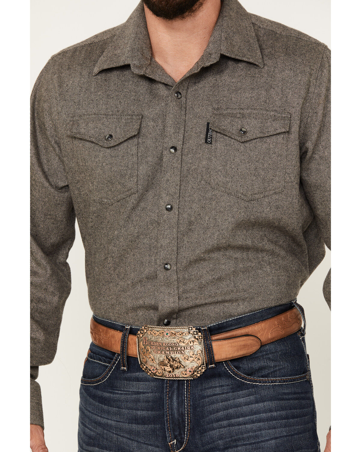 Outback Trading Co Men's Declan Heathered Long Sleeve Snap Shirt