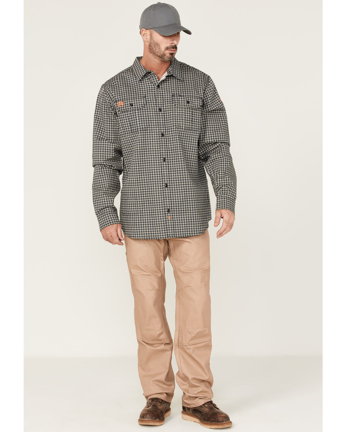 Hawx Men's FR Plaid Print Woven Long Sleeve Button Down Work Shirt - Tall