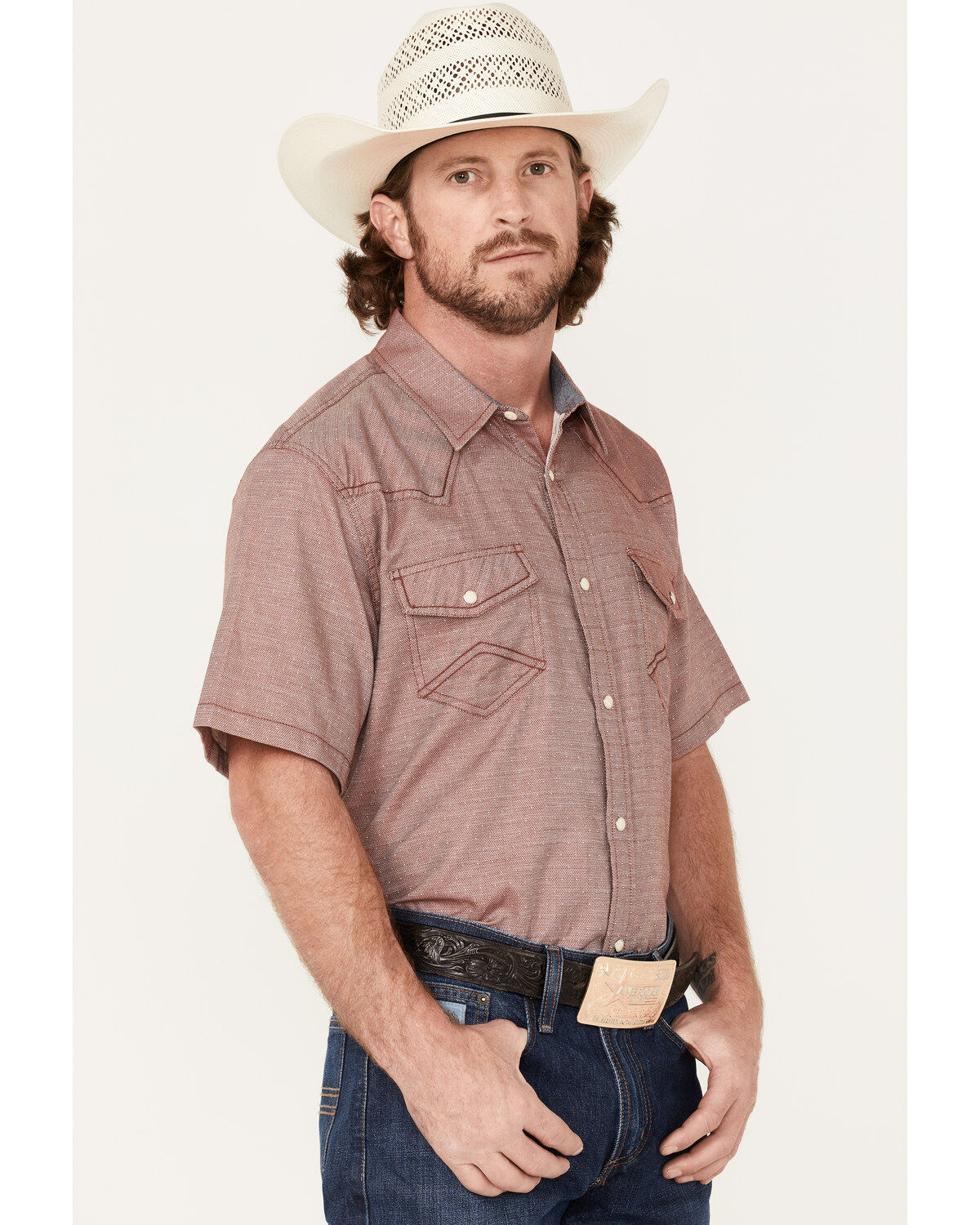 Cody James Men's Flock Solid Pearl Snap Western Shirt
