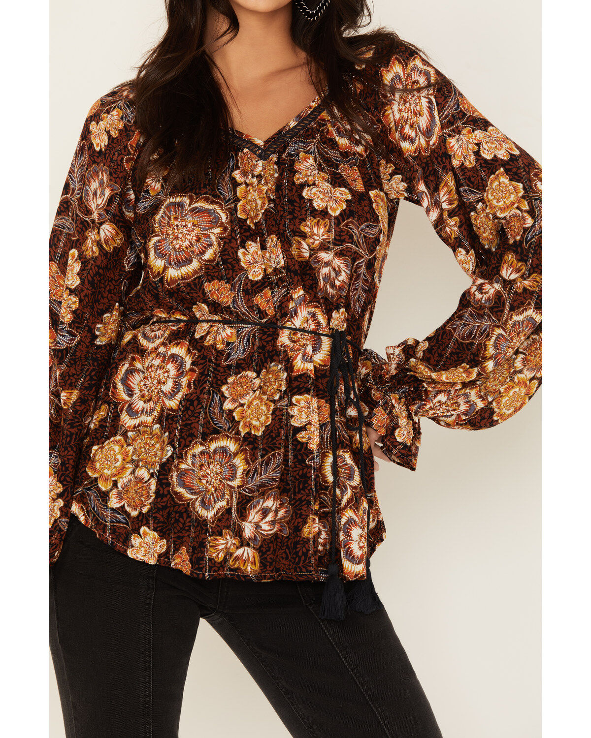 Shyanne Women's Belted Peasant Top