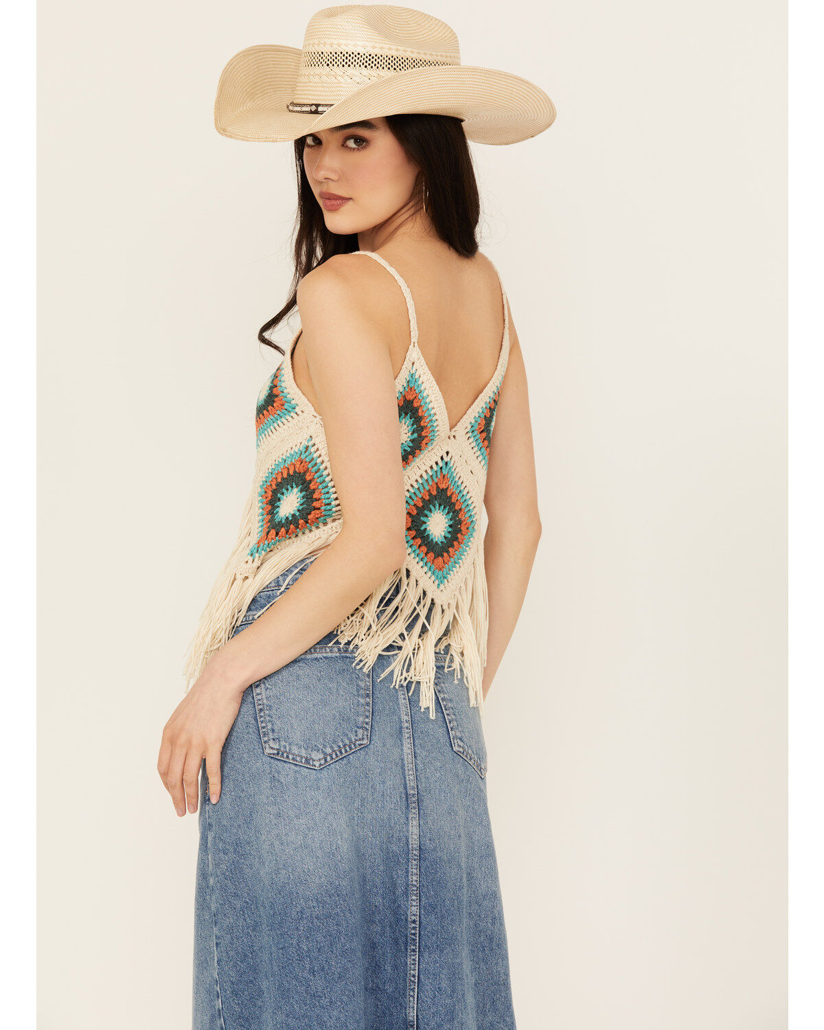 Rock & Roll Denim Women's Crochet Fringe Tank