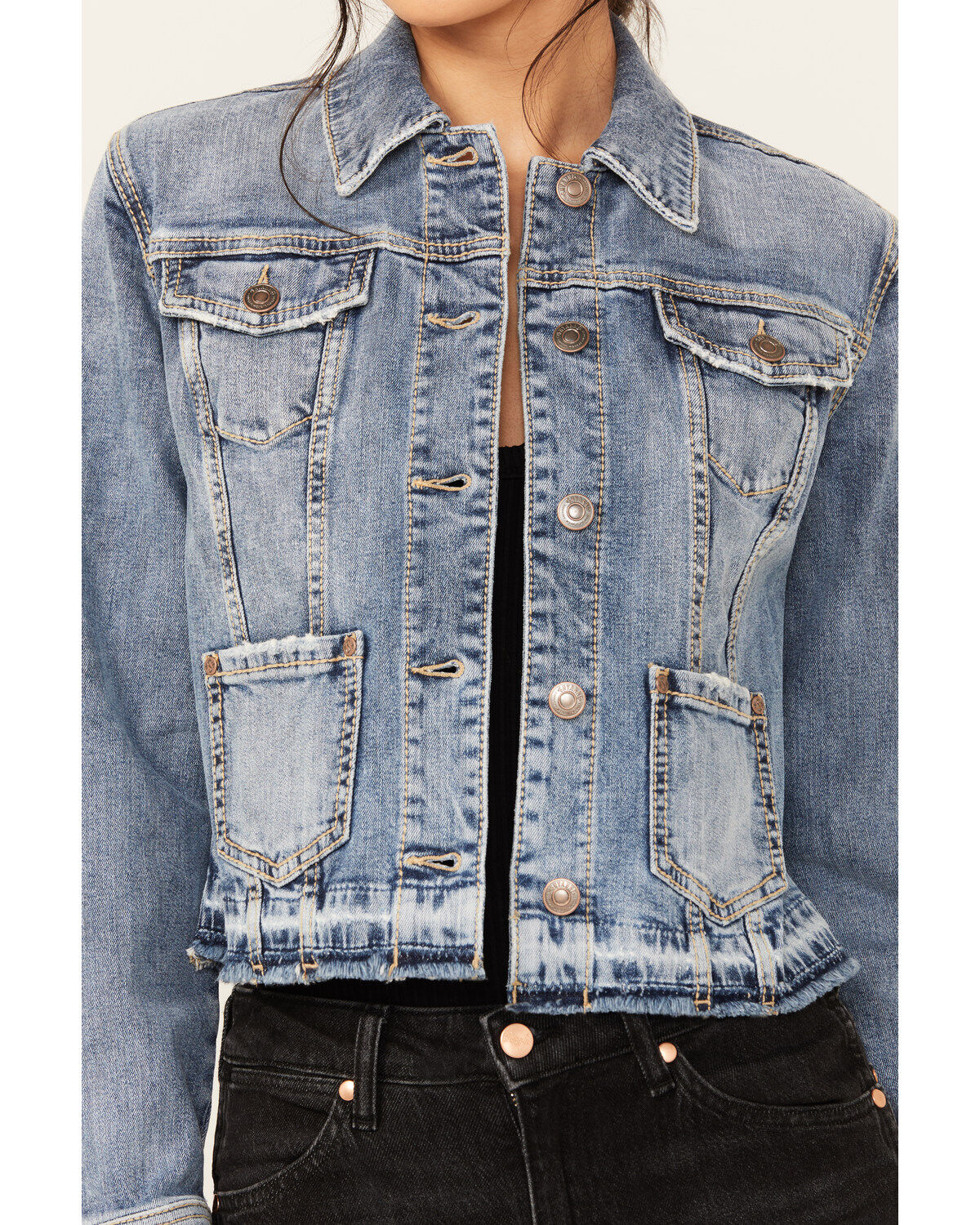 Shyanne Women's Cataline Light Medium Wash Cropped Denim Jacket