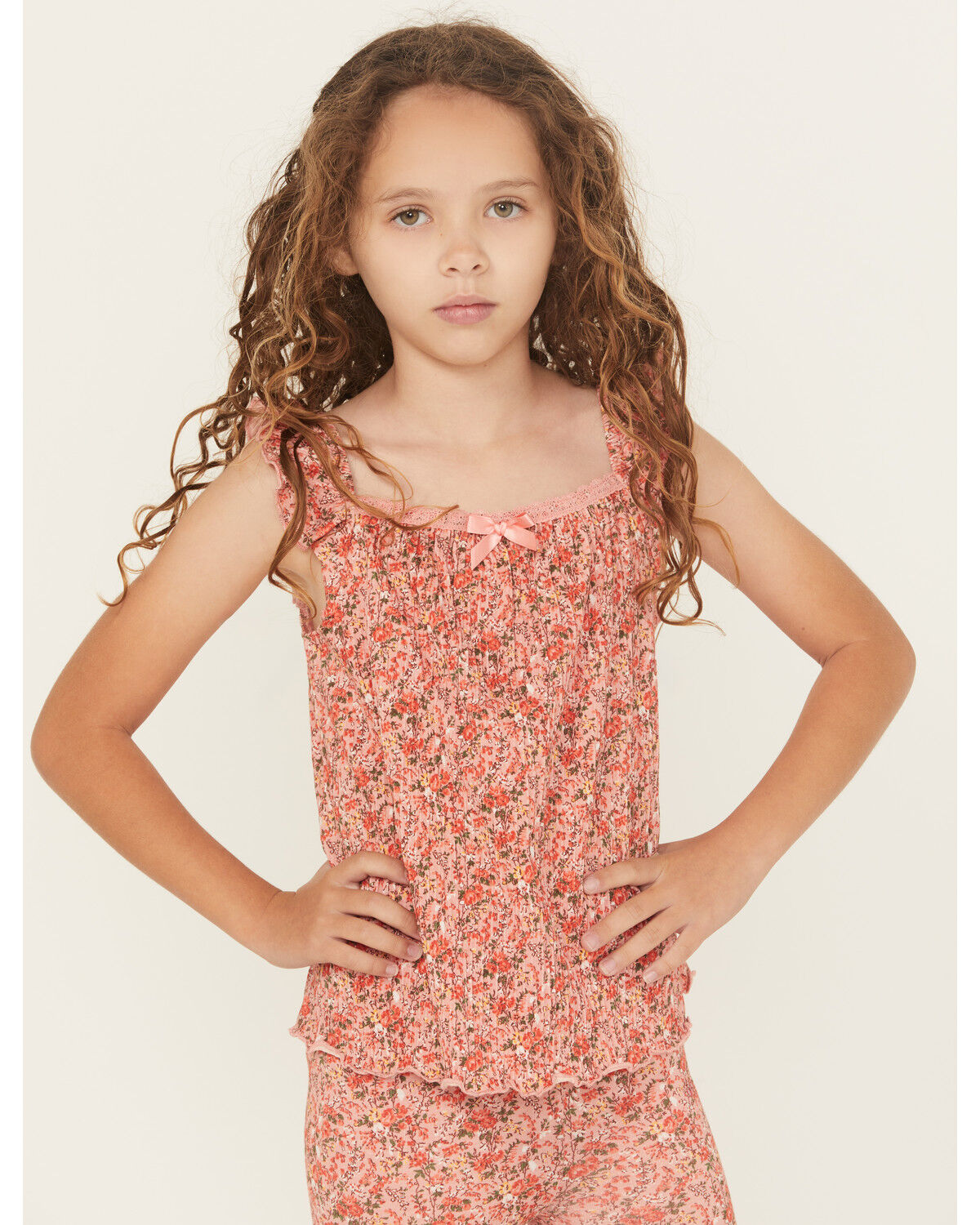 Shyanne Girls' Ditsy Floral Print Ruffle Sleeve Shirt