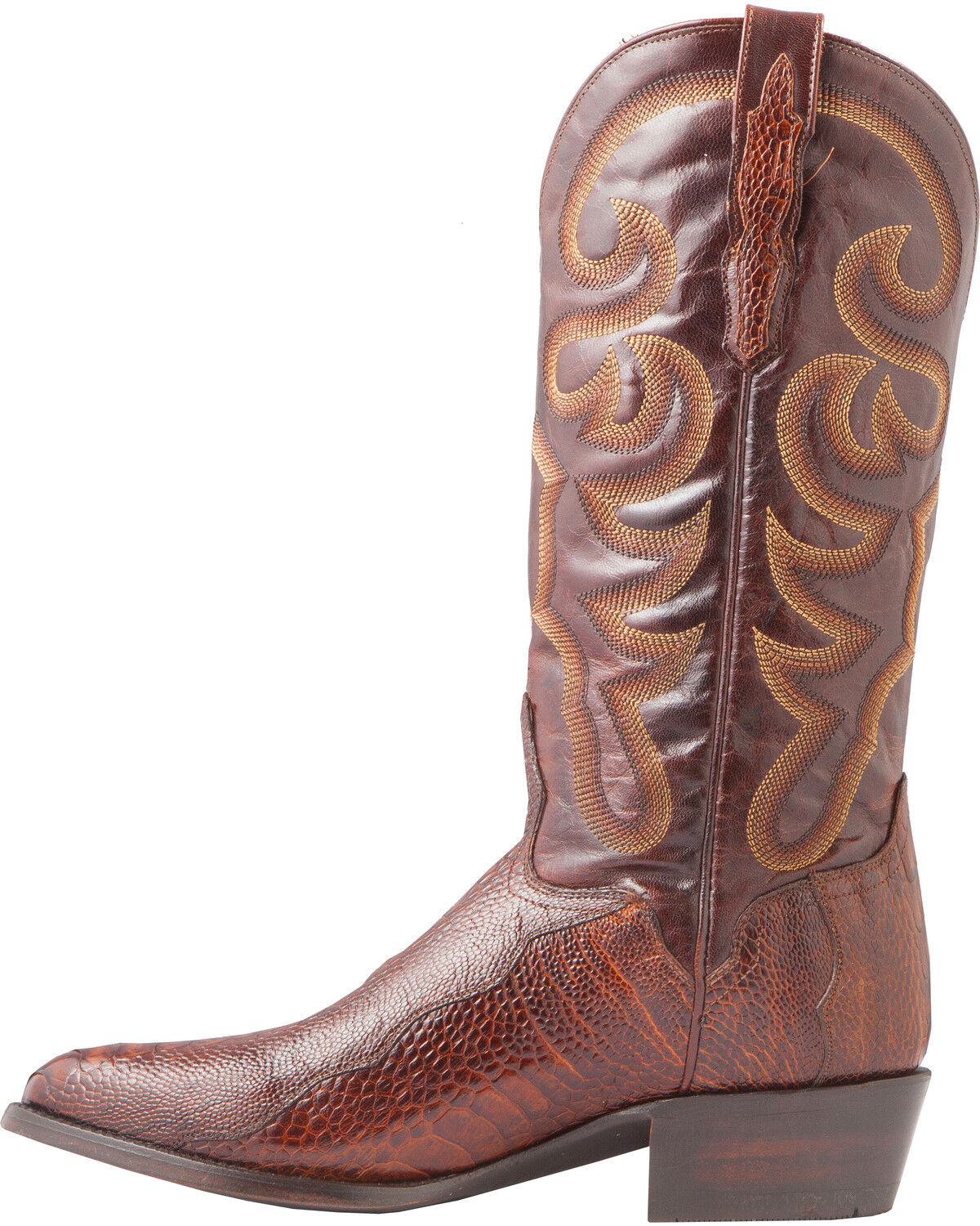 El Dorado Men's Handmade Ostrich Leg Brass Western Boots - Round Toe