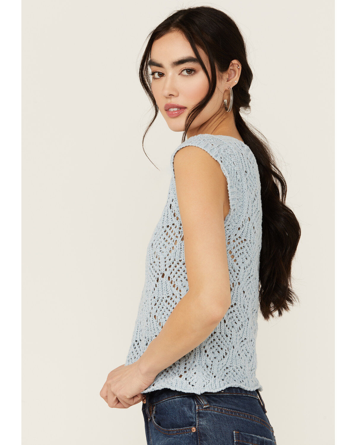 Revel Women's Sleeveless Crochet Tank Top