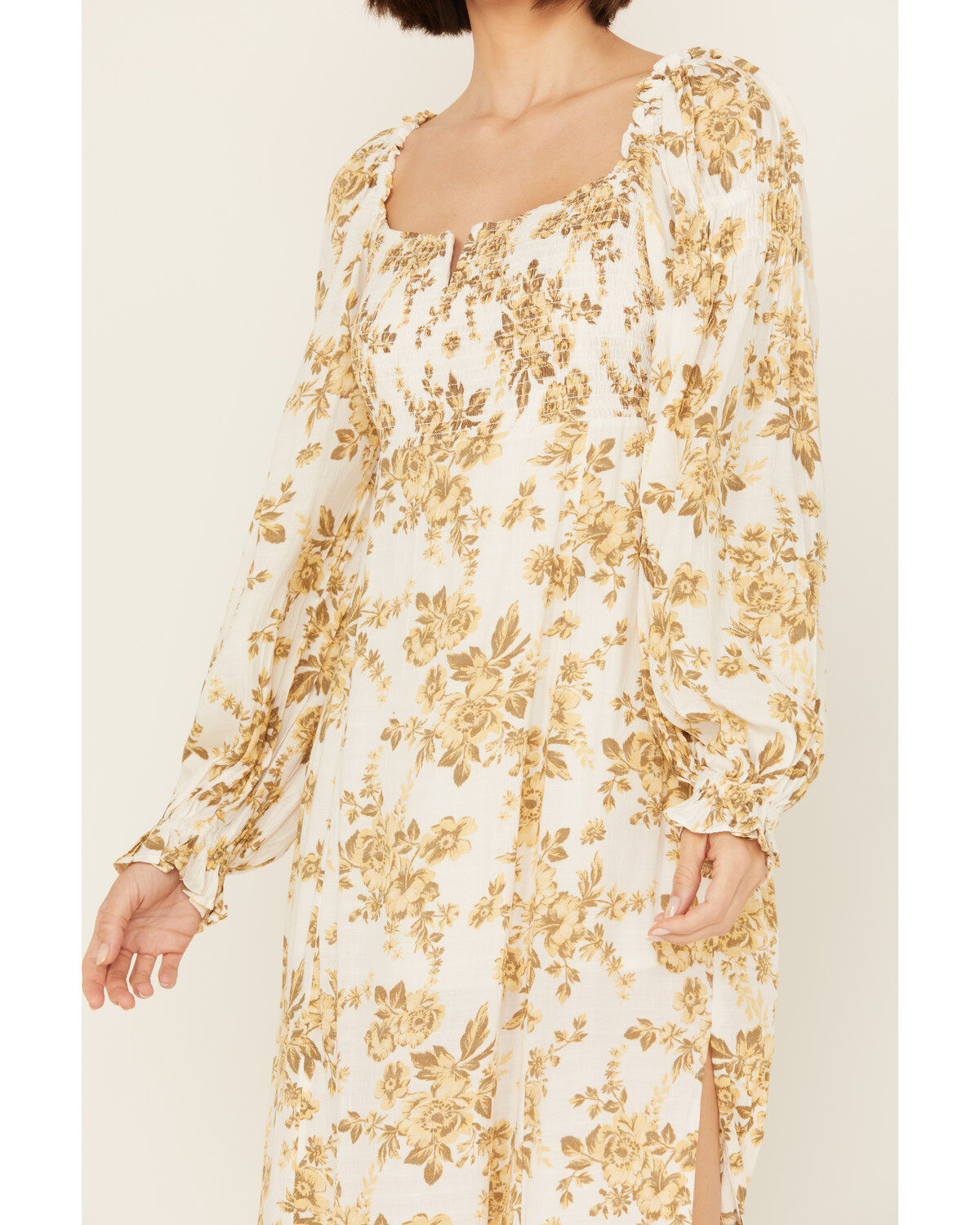 Free People Women's Jaymes Floral Print Long Sleeve Midi Dress