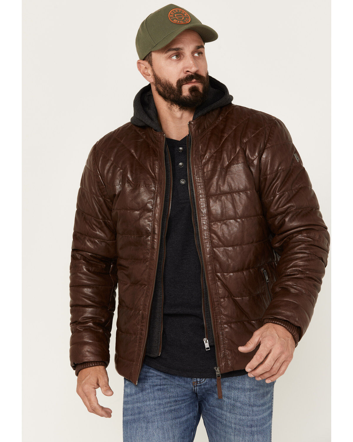 Mauritius Men's Leather Puffer Jacket