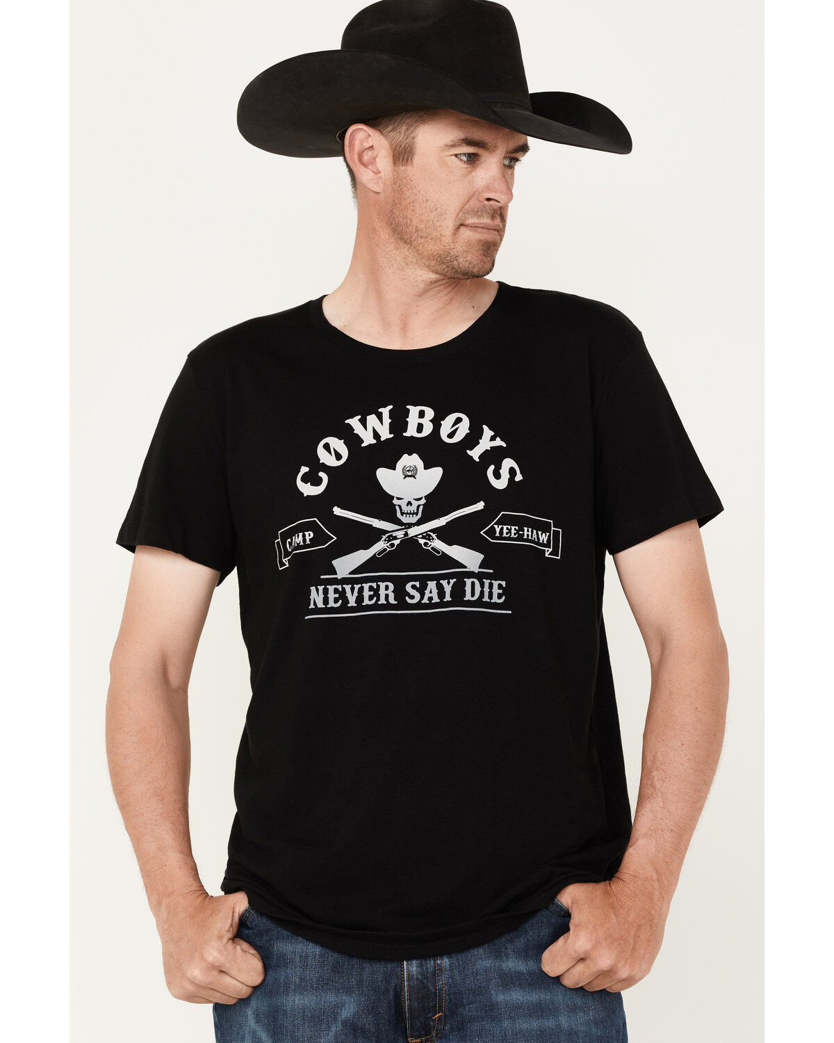 Cinch Men's Camp Yee-Haw Cowboys Never Say Die Graphic T-Shirt