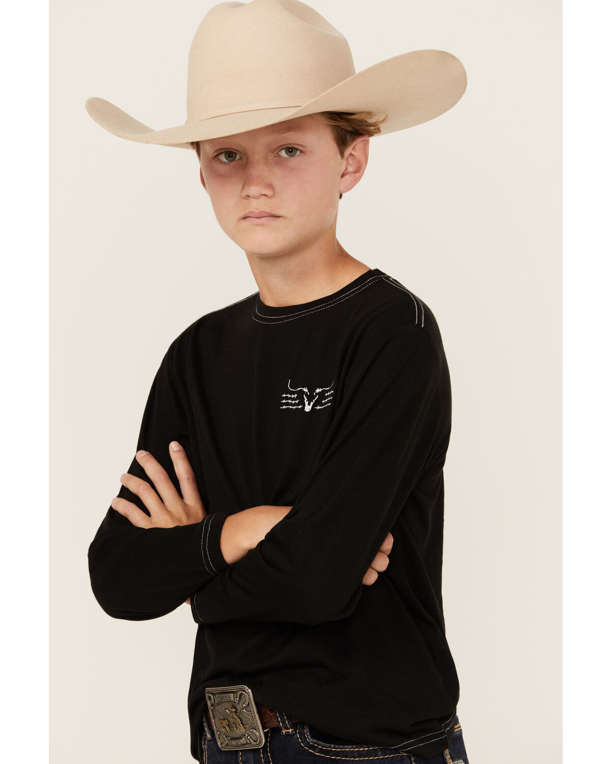 Cowboy Hardware Boys' Triple Barb Ghost Long Sleeve Graphic T-Shirt